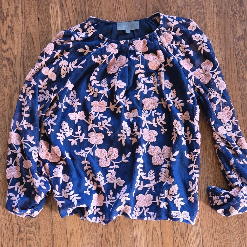 Sunday in Brooklyn Navy and Pink Floral Blouse